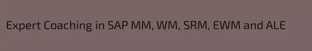 Expert Coaching in SAP MM, WM, SRM, EWM and ALE